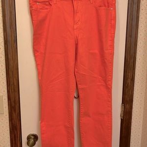 NYDJ ‘Clarissa’ jeans in a bright coral color.